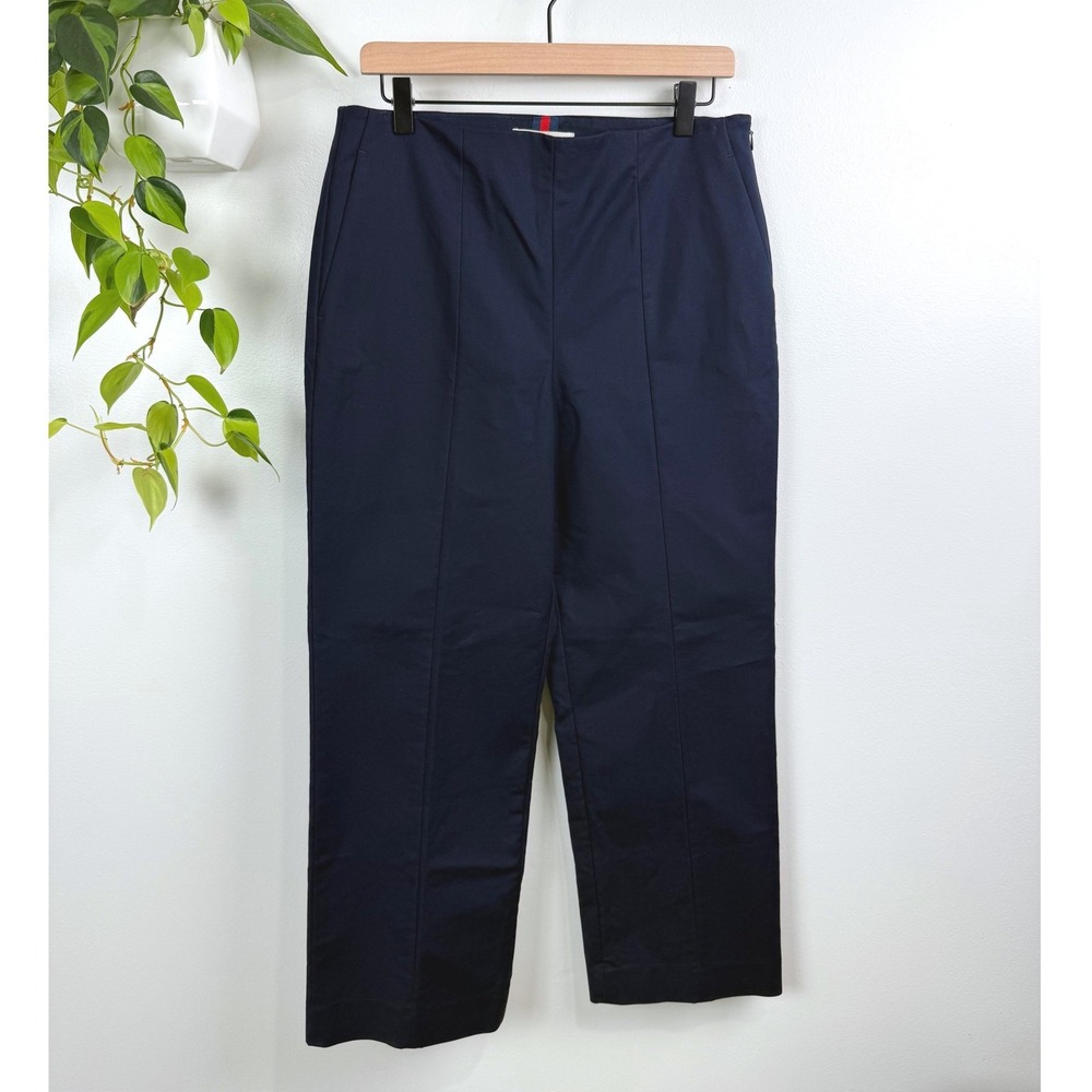 Boden Smart 7/8 Navy Blue Stretch Cotton Straight Leg Ankle High Rise Pants 10
